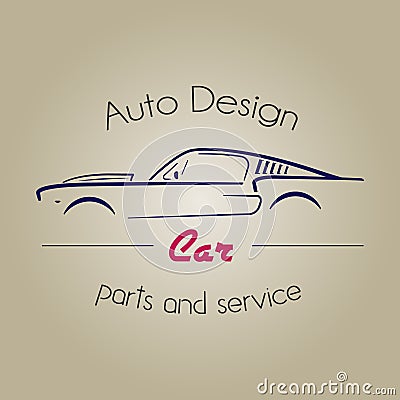 Retro silhouette car element logo Vector Illustration