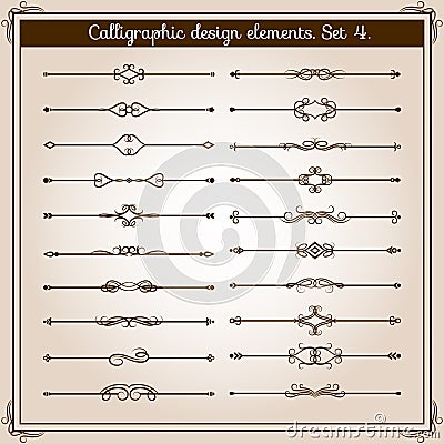 Retro simple scroll page dividers. Vector vintage separating elements Vector Illustration