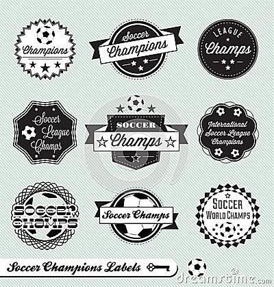 Retro Soccer League Labels and Stickers Vector Illustration