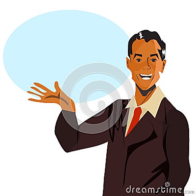 Retro speech man vintage happy male illustration Stock Photo