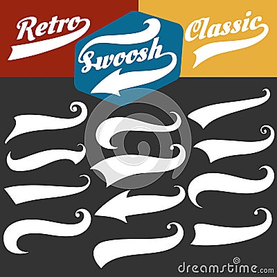 Retro sports swoosh tails set Vector Illustration