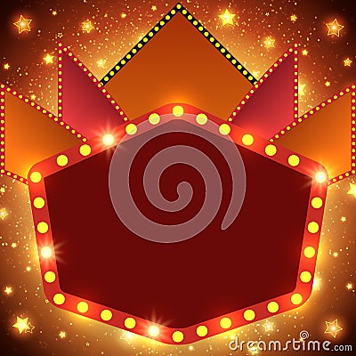 Retro stage shining banner background Cartoon Illustration