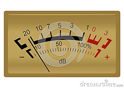 Retro stereo decibel meter isolated on white background Vector Illustration