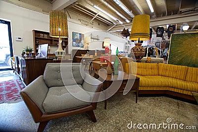 Vintage Store Specializing in Mid Century Modern Editorial Stock Photo