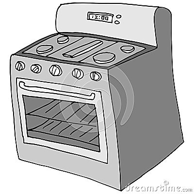 Retro stove drawing Vector Illustration