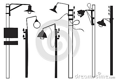 Retro street lamp set Vector Illustration