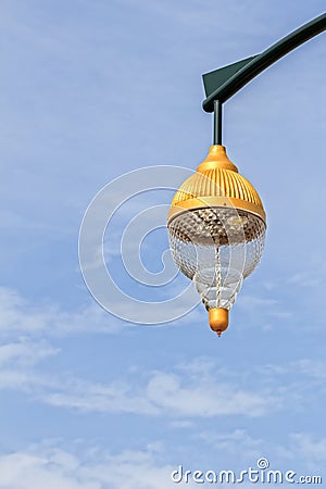 Retro Street Lamp in Sunshine Day, Closeup Stock Photo