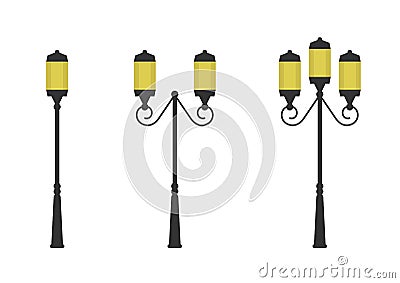 Retro street lights Vector Illustration