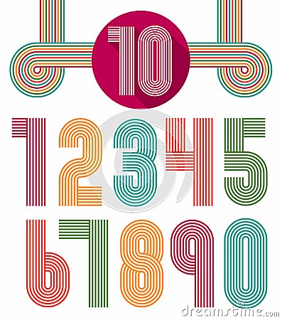 Download Retro Stripes Funky Numbers Set Stock Vector - Image: 53589018