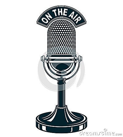 Retro studio microphone vector illustration. Radio broadcasting concept. Vector Illustration