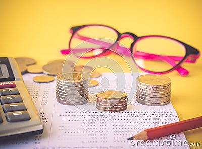 Retro style of abstract money saving coins Stock Photo