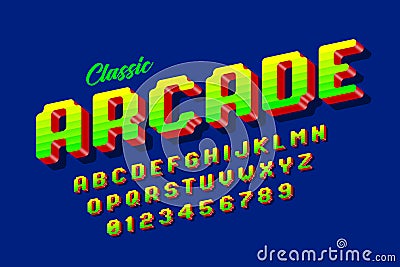 Retro style arcade games font Vector Illustration