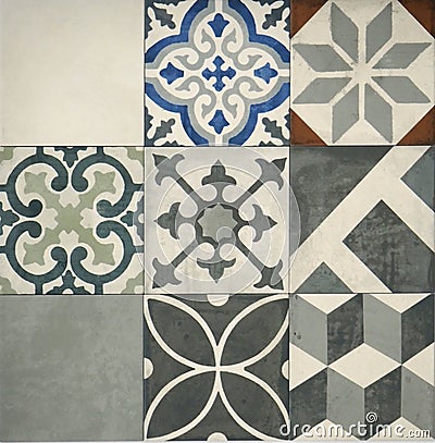 Retro style ceramic tiles for interiors, today used mainly for kitchen wall decoration Stock Photo