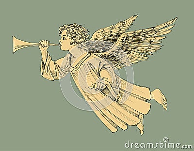 Retro style Christmas angel Vector Illustration