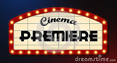 Retro style cinema premiere sign vector illustration Vector Illustration