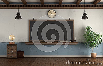 Retro style classroom with blackboard Stock Photo