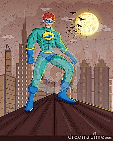 Retro style comics Superhero Vector Illustration
