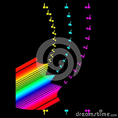 RETRO STYLE COMPUTER GAME , SPACE Ä°NVADERS style, in full RAÄ°NBOW COLOURS Stock Photo