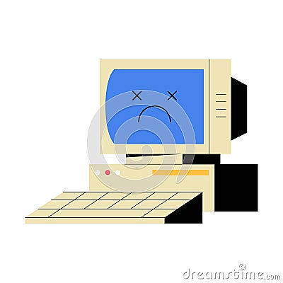 Page Not Found With Sad Computer In Flat Vector Illustration Symbolizing Error And Empty State UI Concept, Isolated On Vector Illustration