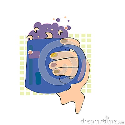 Retro style drink mug with foam Vector Illustration