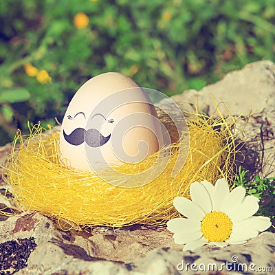 Retro style Easter egg with mustache Stock Photo