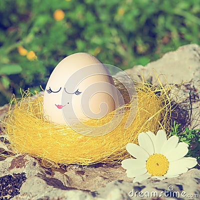 Retro style Easter egg with mustache Stock Photo