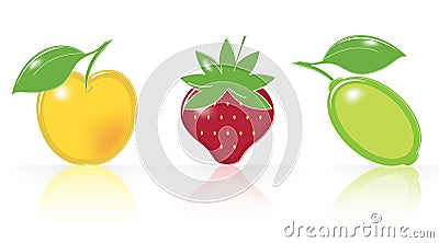 Retro-style Fruity Icons Vector Illustration