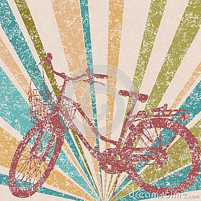 Retro style illustration of a bicycle with basket Vector Illustration