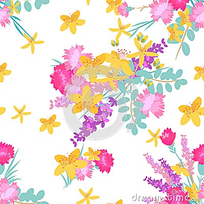 Retro style Illustration with flowers Vector Illustration