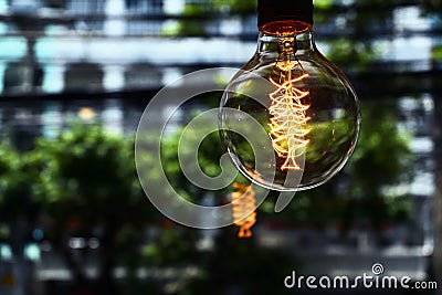 Retro style incandescent light bulb Stock Photo