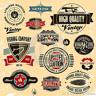 Retro style labels and badges vintage collection. Vector Illustration