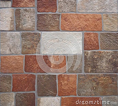 Retro style rustic floor with colorful and irregular shaped large stone tiles Stock Photo