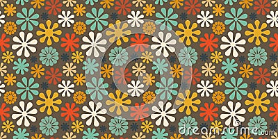 Retro style seamless pattern with a flower background Vector Illustration
