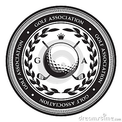 Retro style sport emblem with golf ball. Vector illustration Vector Illustration