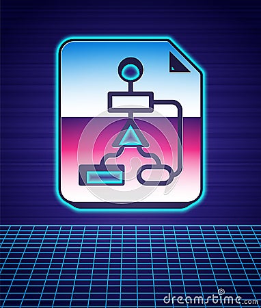 Retro style Tile flowchart for program design or process management plan icon isolated futuristic landscape background Vector Illustration