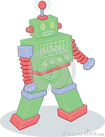 Retro style toy robot illustration Vector Illustration