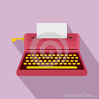 Retro style typewriter icon, flat style Vector Illustration