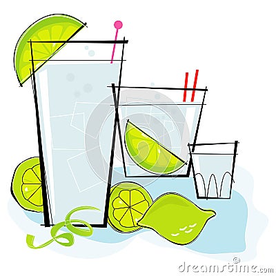 Retro-style Vodka Tonic Vector Illustration