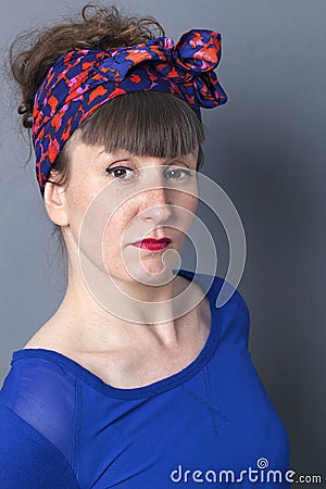 Retro style woman expressing herself with an attitude Stock Photo