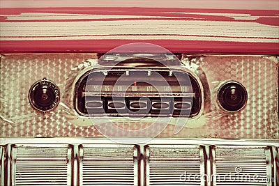Retro styled image of an old car radio Stock Photo