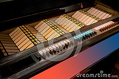 Retro styled image of an old jukebox with empty labels Stock Photo