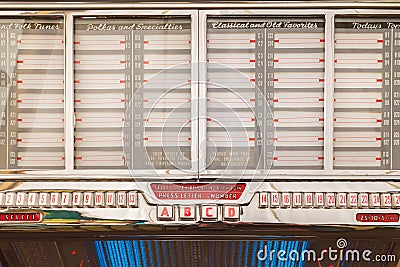 Old jukebox with empty music labe Stock Photo