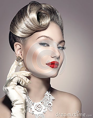 Retro Styled Lady Portrait Stock Photo