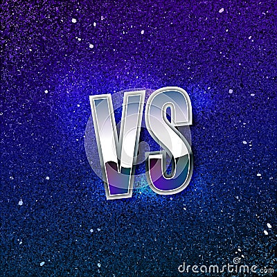 Retro Styled Metallic Versus Logo. VS Vector Letters on Blue Cosmic Space. Battle Icon Illustration Vector Illustration