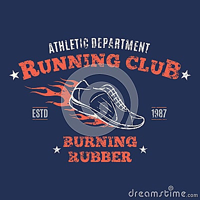 Retro Styled Running Club Label or Emblem Template Vector Illustration