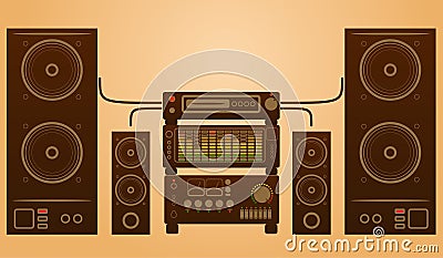 Retro stylish audio system Vector Illustration