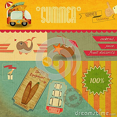 Retro Summer Card Vector Illustration