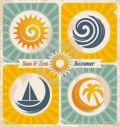 Retro summer holiday poster Vector Illustration