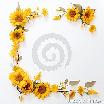 Retro sunflower border Stock Photo