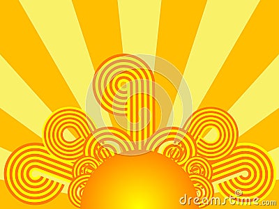 Retro sunrise Vector Illustration